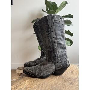 Durango Crush Distressed Charcoal Gray Stud Leather Cowboy Boots Women’s 7.5